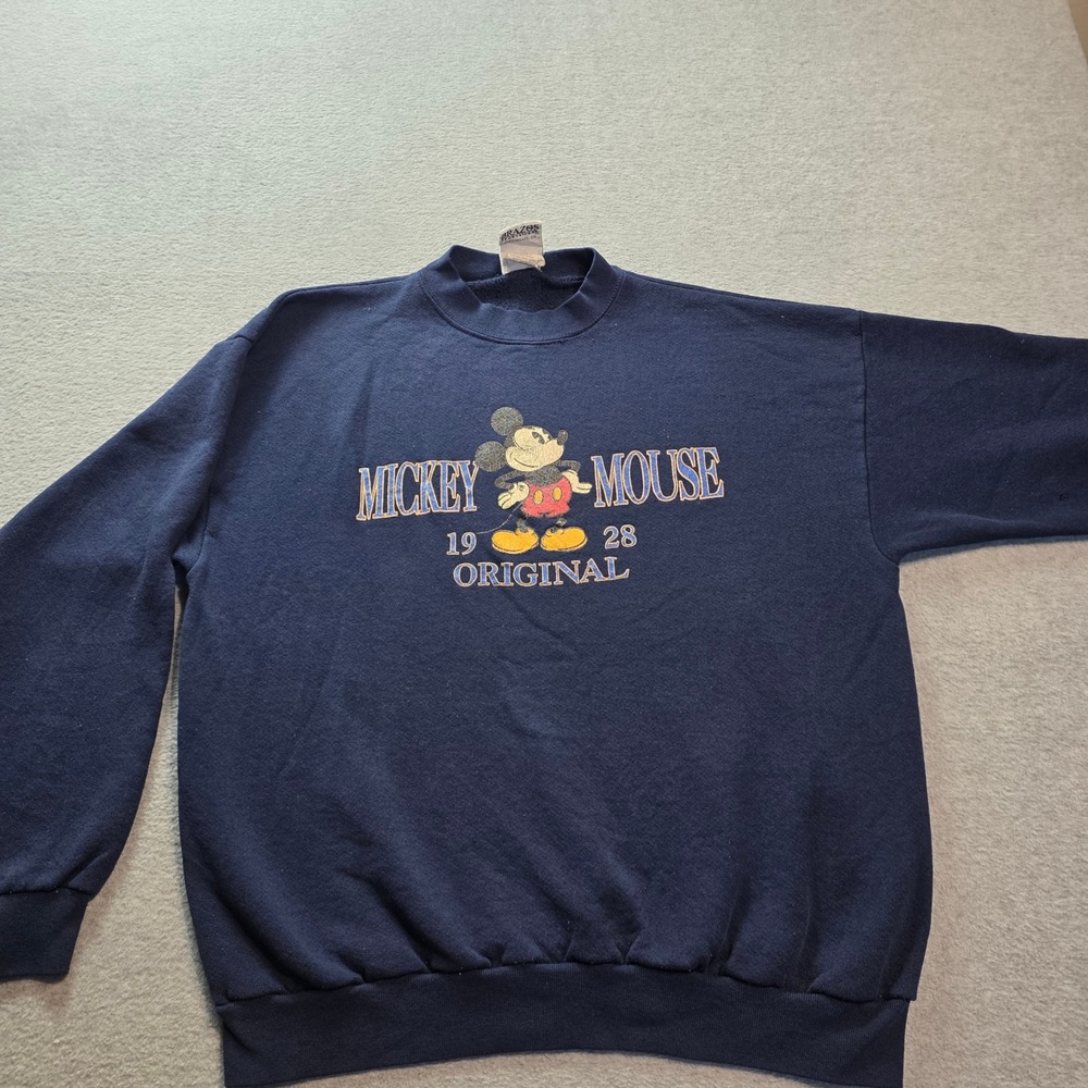 Vintage Mickey & Co Brazos Sportswear Navy Blue‎ Sweatshirt Mens Large USA Made